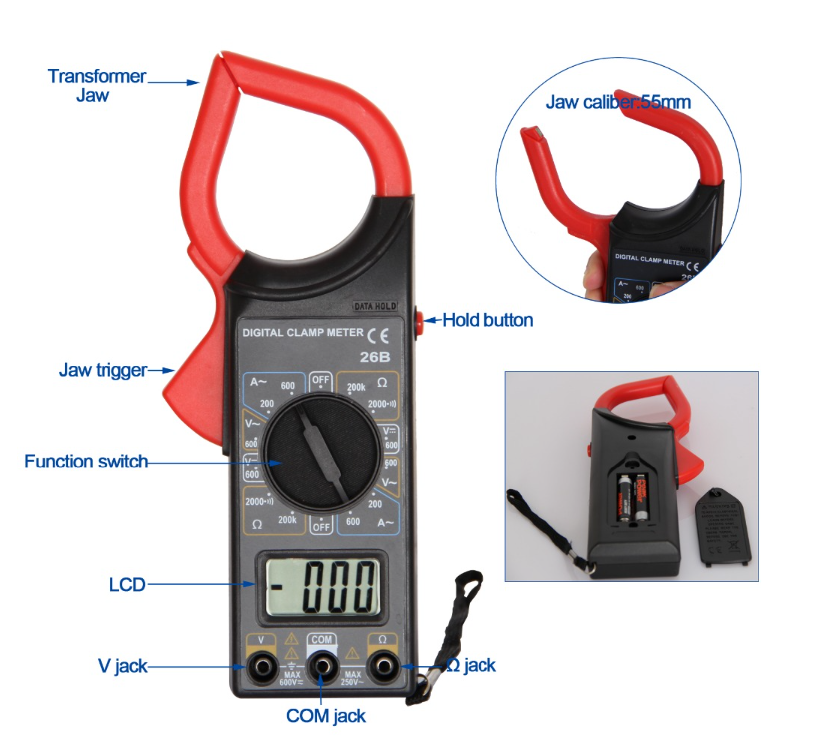 Digital Clamp-on Multimeter ดิจิตอลแคลมป์-มัลติมิเตอร์ DT26B