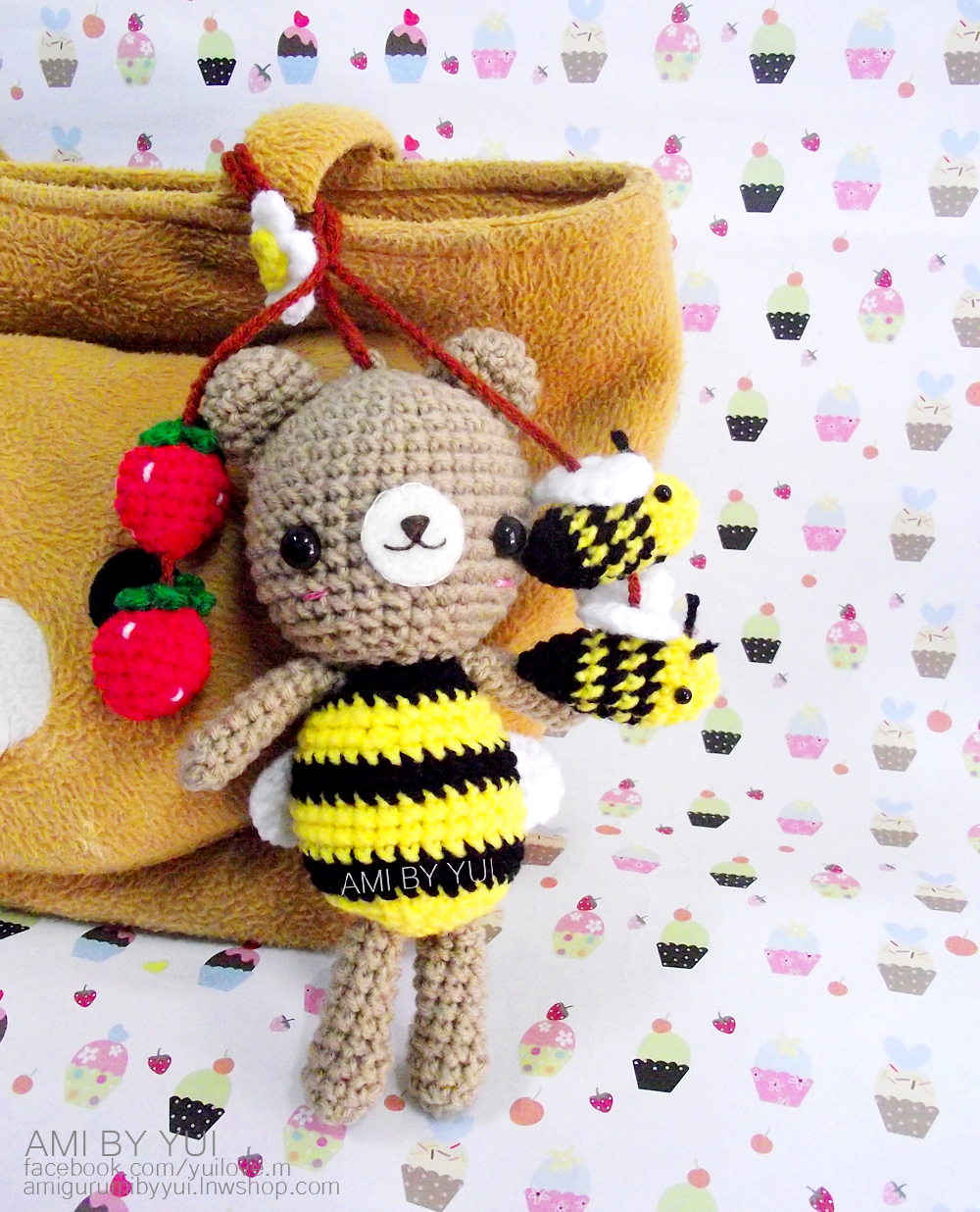 พวงห้อยกระเป๋าหมีผึ้ง 6.5 นิ้ว