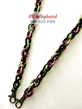 โซ่สายกระเป๋า ห่วงซ้อน สีดำ/เขียว/ชมพู/ทอง