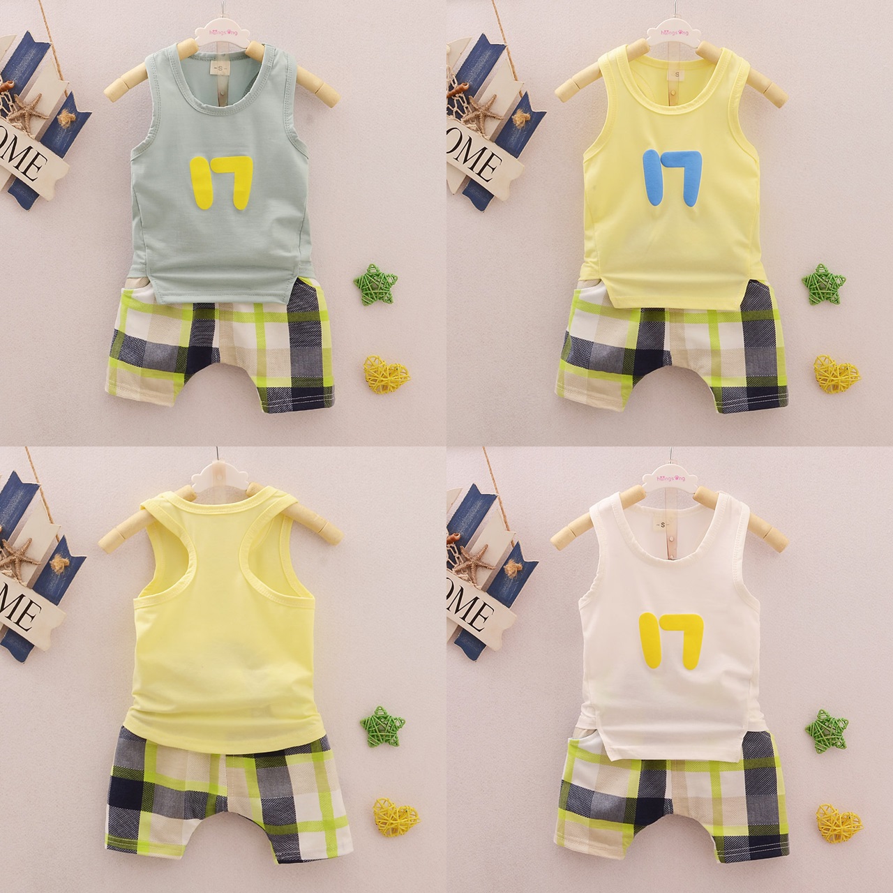 ha401 เสื้อกล้าม+กางเกง size 80-110 4ตัวต่อแพ็ค
