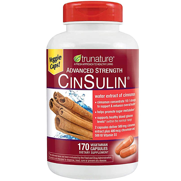 พร้อมส่งฟรี ควบคุมระดับน้ำตาลในเลือด Trunature Advanced Strength CinSulin 500mg.