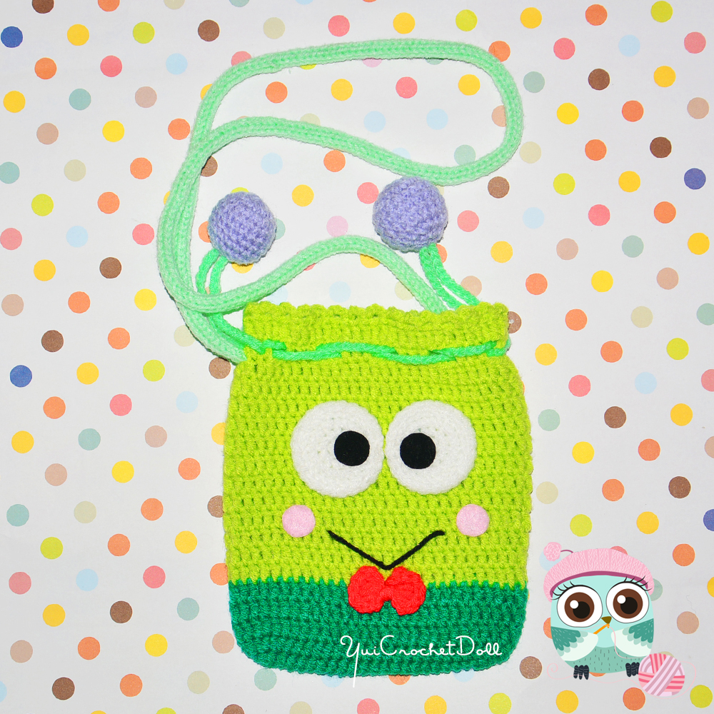 กระเป๋าหูรูดไหมพรม กบเคโระ Kero Drawstring Crochet Bag