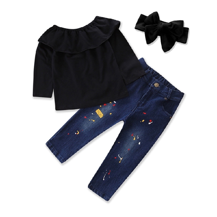km2974 เสื้อ+กางเกงยีนส์ size 2T-6T 5 ตัวต่อแพ็ค