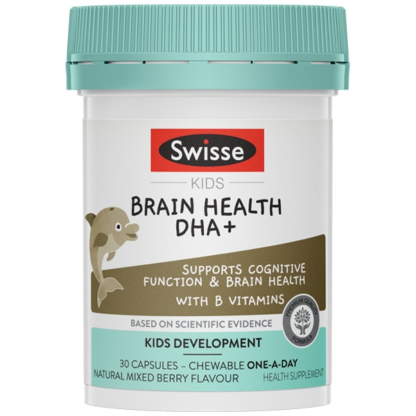 พร้อมส่ง บำรุงสมองสำหรับเด็ก DHA รุ่นพรีเมี่ยม Swisse Kids Brain Health DHA สูตร Plus