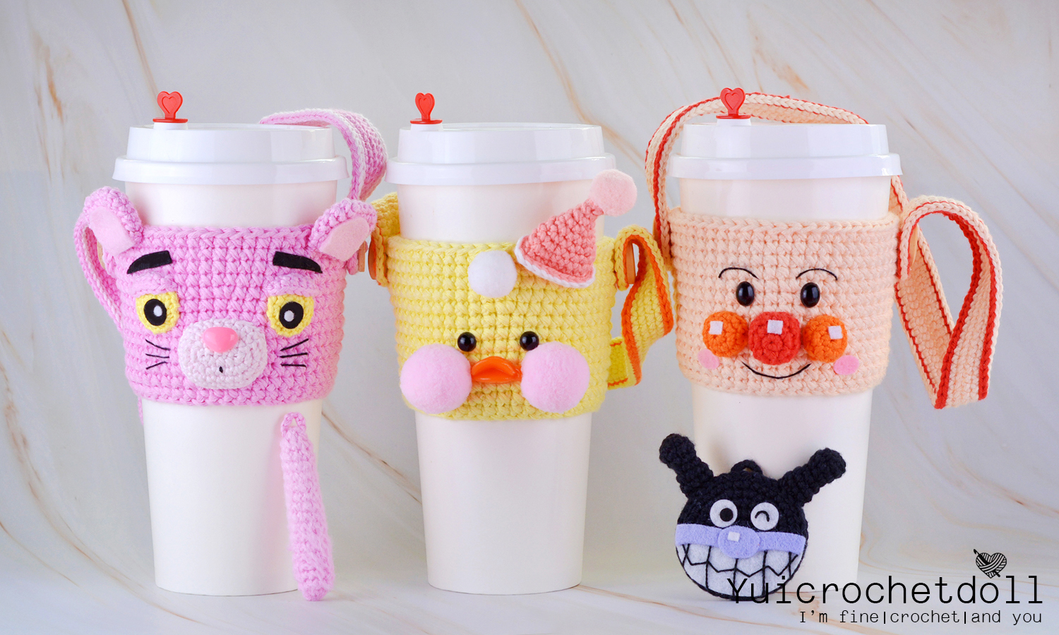 แพทเทิร์นถุงหิ้วแก้วโครเชต์ 16&22 ออนซ์ ชุด 3