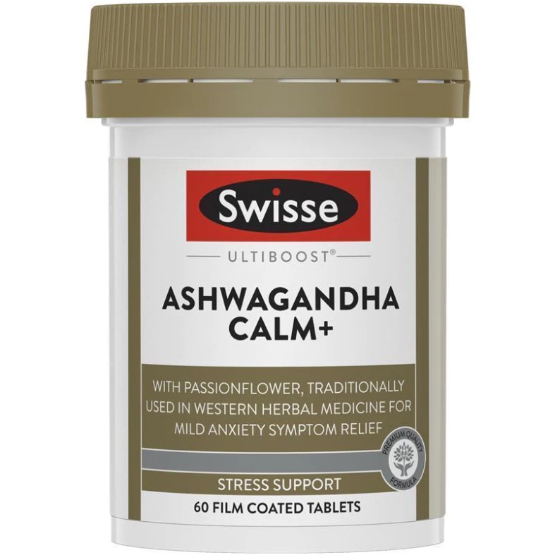 พร้อมส่ง ช่วยผ่อนคลายความเครียด บรรเทาความเหนื่อยล้า Swisse Ultiboost Ashwagandha Calm+ 60 Pack