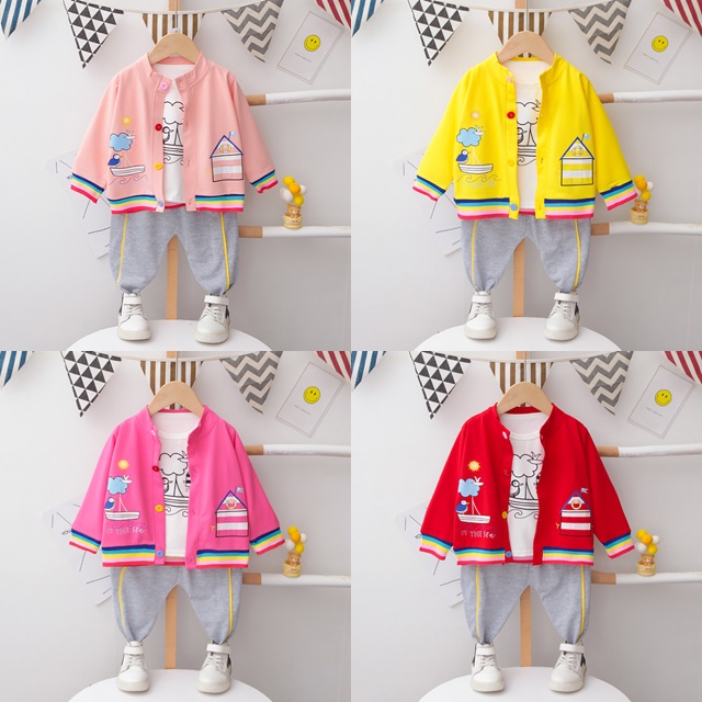 ha1813 เสื้อ+กางเกง(3ชิ้น) size 80-110 จำนวน 4 ตัวต่อแพ็ค