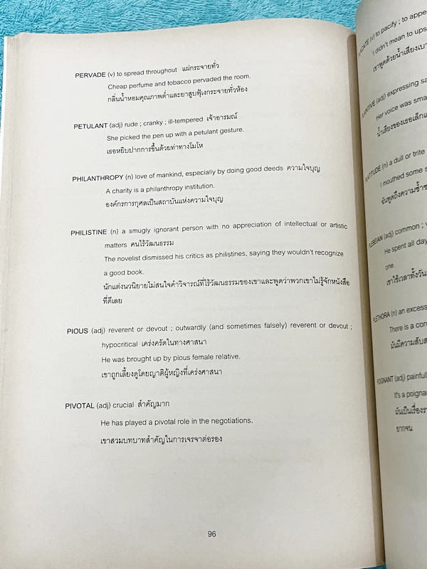 ►ครูพี่แนน Enconcept◄ Sub-Hi-So รวมศัพท์ไฮโซที่พบบ่อยในโทเฟิล เรียงตามลำดับตัวอักษร มีคำศัพท์ หน้าที่ของคำ ตัวอย่างประโยค พร้อมคำแปล หนังสือมีเขียนเล็กน้อย กระดาษเริ่มเหลืองเก่าตามสภาพกาลเวลา จำนวนหน้าครบถ้วน เปิดอ่านได้ตามปกติ หนังสือเล่มหนาใหญ่