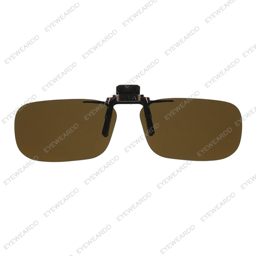 Polarized Clip On สีน้ำตาล ทรง สีหลี่ยมผืนผ้า ใหญ่
