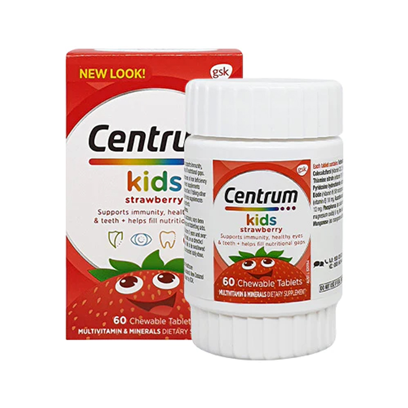 พร้อมส่งฟรี Centrum Kids Multi Vitamin 60 Strawberry Tablets