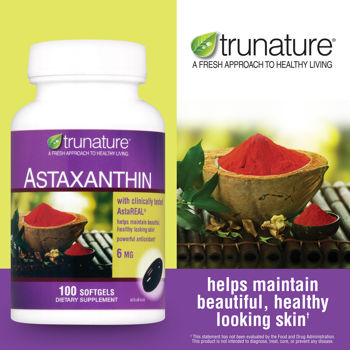 Trunature Astaxanthin 6mg 100 เม็ด ลดริ้วรอยจุดด่างดำ,เพิ่มความยืดหยุ่น ผิวกระชับ คุมโทนสีผิวเนียน ดูอ่อนเยาว์