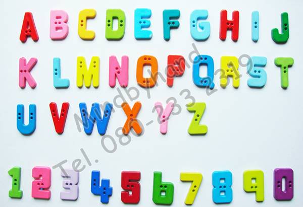 กระดุมตัวอักษรภาษาอังกฤษ A-Z, 0-9 (ตัวใหญ่)
