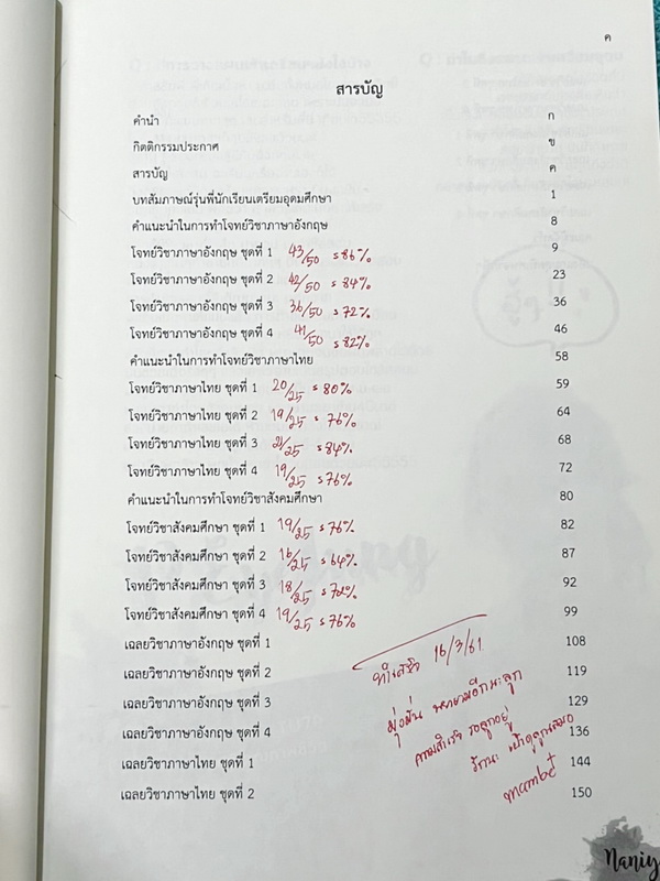 ►สอบเข้าเตรียมอุดม◄ หนังสือสอบเข้า ม.4 โรงเรียนเตรียมอุดมศึกษา Naniyori 2 รวมแนวข้อสอบเสมือนจริง วิชาไทย อังกฤษ สังคม เรียบเรียงโดยรุ่นพี่เตรียมอุดมศึกษา มีคำแนะนำในการทำข้อสอบ ด้านหลังมีเฉลยและเฉลยละเอียดครบทุกข้อ ในหนังสือมีรอยเขียนทำโจทย์ไปเกือบทั้งหมด