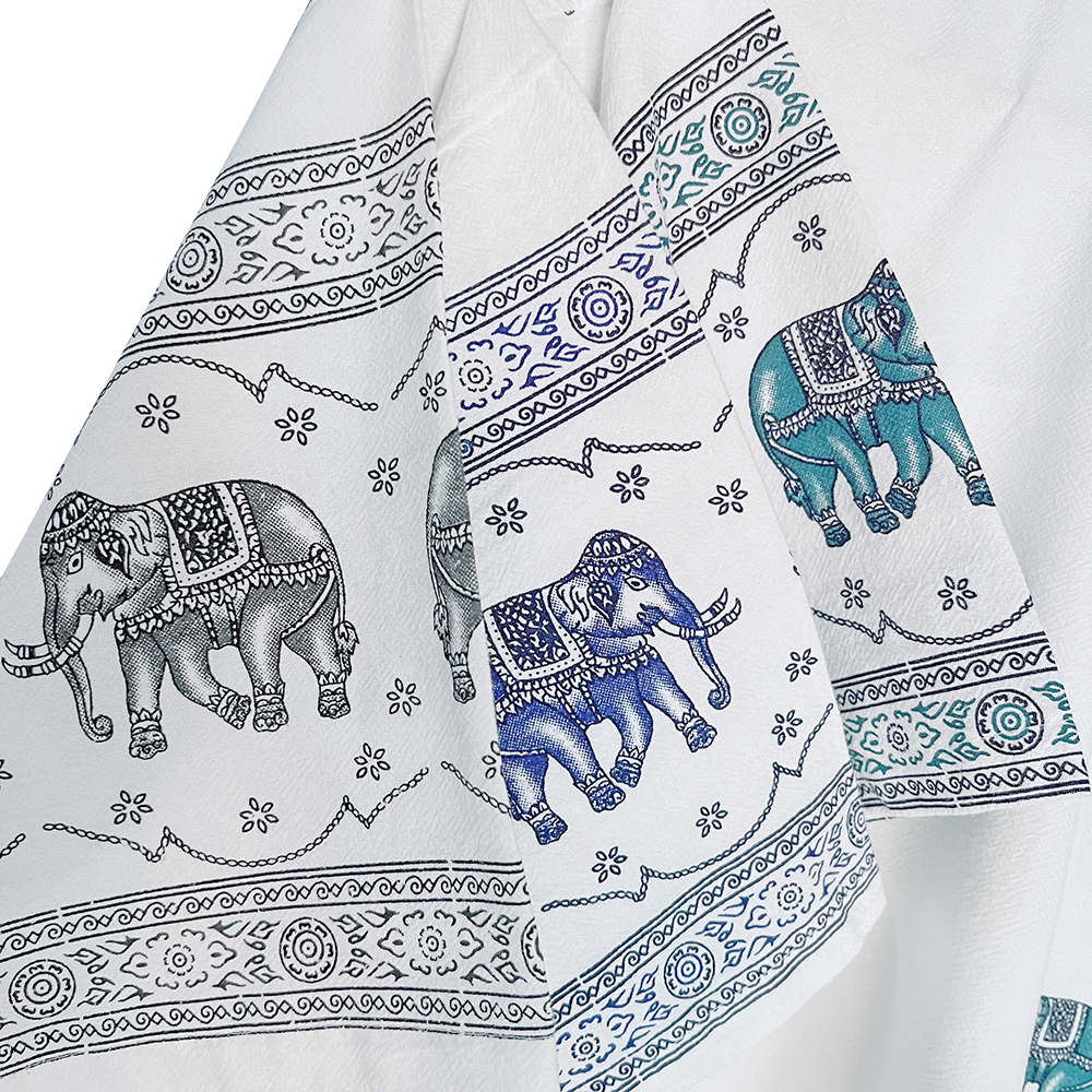 เสื้อผ้าฝ้ายลายช้าง เสื้อคอจีน สไตล์พื้นเมือง ขนาด S-3XL สวมใส่สบาย
