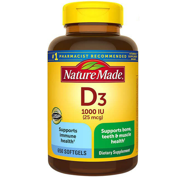 พร้อมส่งฟรี วิตามินดี3 Nature Made D3 1000IU 650 Softgels