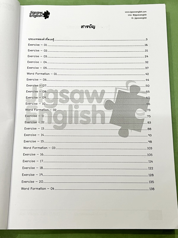►Jigsaw◄ หนังสือกวดวิชาครูจิ๊กซอว์ Advanced Vocab ม.ต้น เน้นฝึกทำโจทย์ด้าน Vocab โดยเฉพาะ อาจารย์มีสรุปประเภทของคำที่ควรรู้ มีโจทย์ Exercise เยอะมาก จดครบเกือบทั้งเล่ม จดละเอียด มีจดความหมายและวิธีการใช้ศํพท์ หนังสือเล่มหนาใหญ่