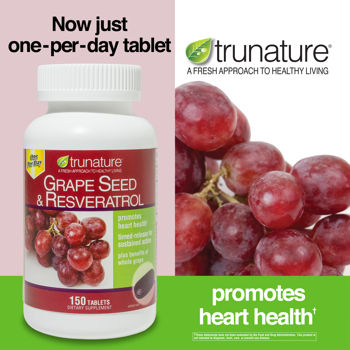 Trunature-GrapeSeed 300mg+Resveratrol 75mg+C100mg 150เม็ด รักษาความอ่อนเยาว์ เสริมสร้างคอลลาเจน ชะลอความแก่ชรา (ไม่มีผลิตแล้ว)