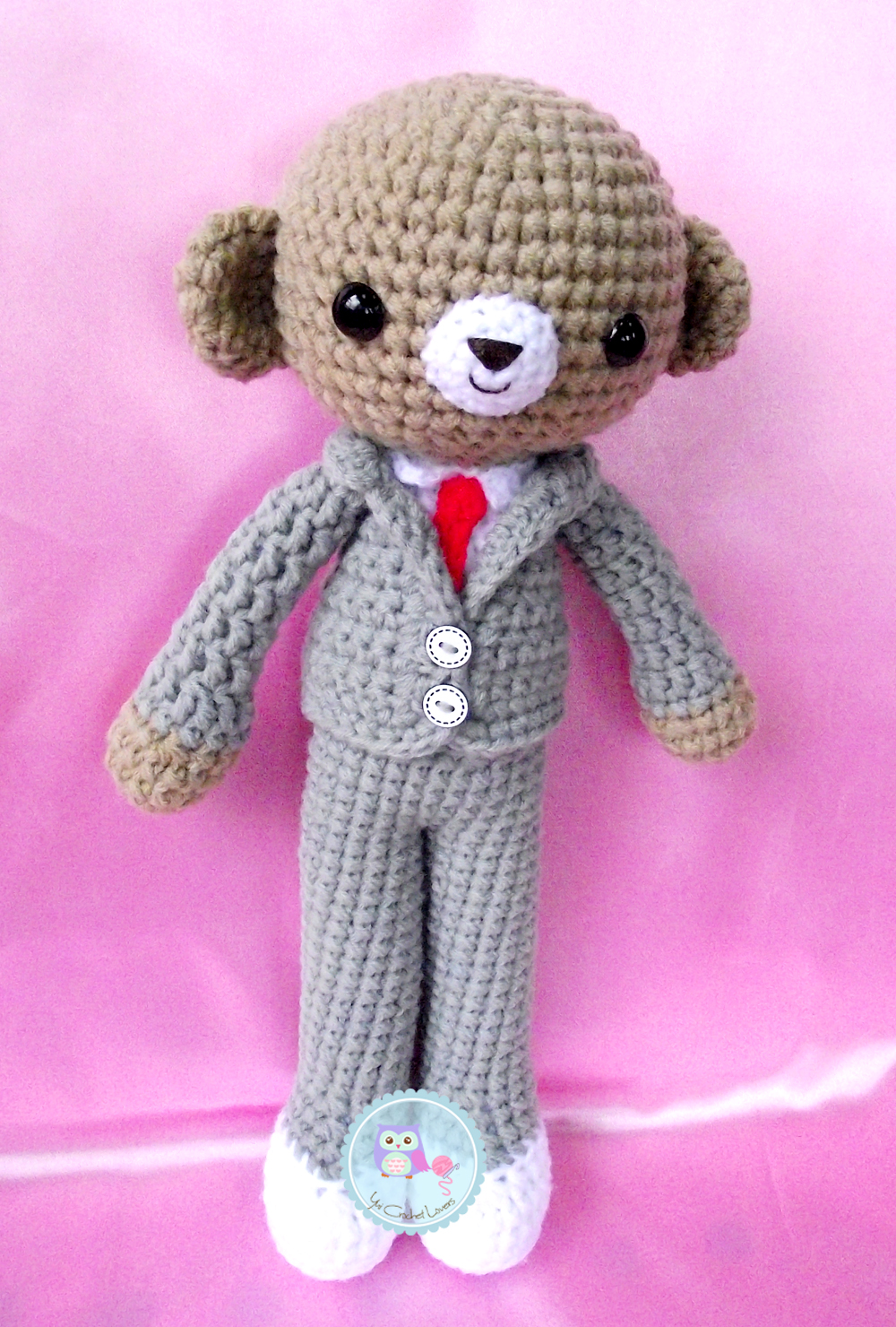 ตุ๊กตาถักไหมพรมหมีใส่สูท Bear