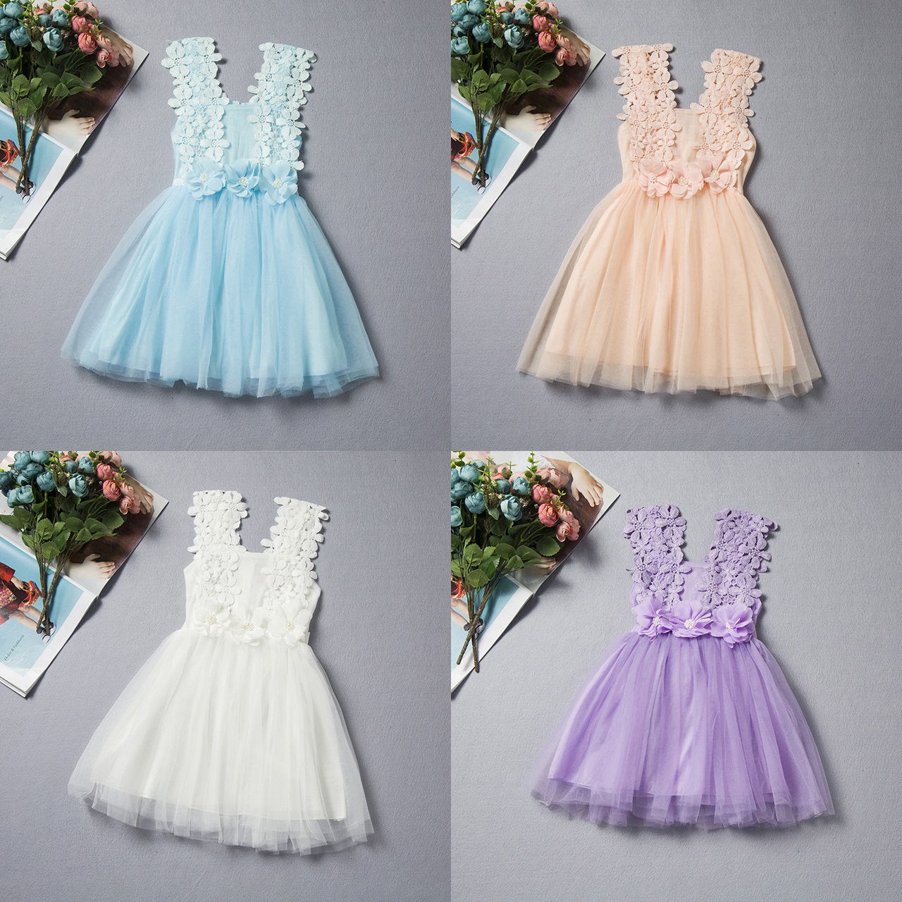 ga03 เดรสแขนกุด 3 ตัวต่อแพ็ค size 90-130 (เลือกไซส์ได้)