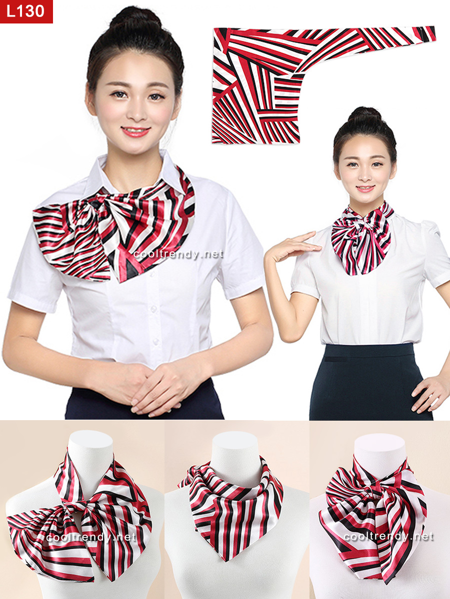 ผ้าพันคอสำเร็จรูป ผ้ายูนิฟอร์ม uniform ผ้าไหมซาติน : L130