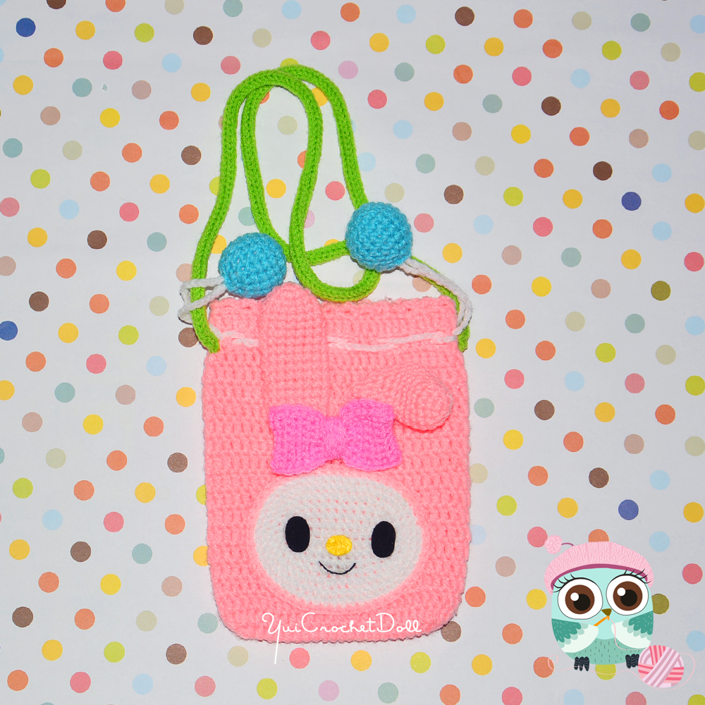 กระเป๋าหูรูดไหมพรม มายเมโลดี้ MyMelody Drawstring Crochet Bag