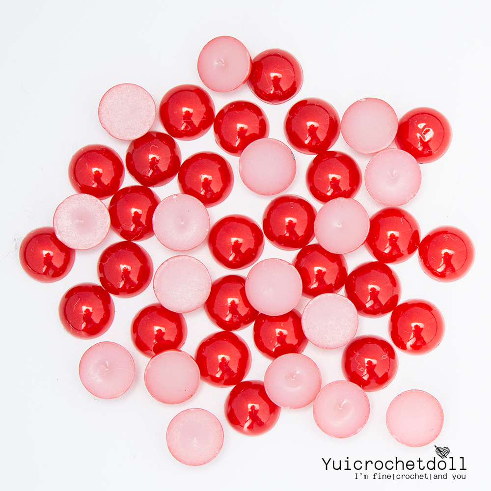 มุกครึ่งซีกแดง จมูกตุ๊กตา ขนาด 4-10 มิล งานถักตุ๊กตาโครเชต์ นิตติ้ง ผ้าสักหลาด DIY Crafts ᵔᴥᵔ [พร้อมส่ง ♡ ]