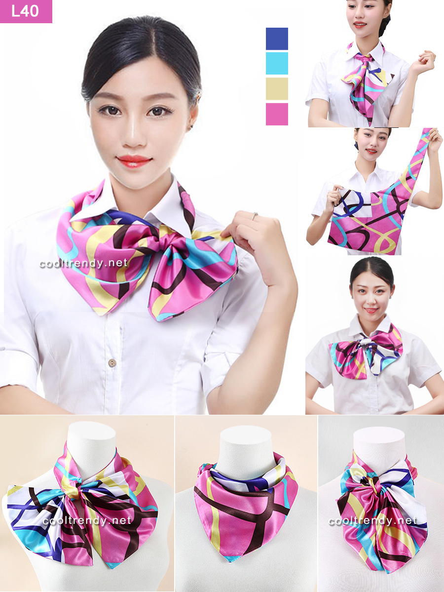 ผ้าพันคอสำเร็จรูป ผ้ายูนิฟอร์ม uniform ผ้าไหมซาติน : L40