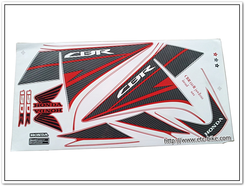 สติ๊กเกอร์ CBR150-R ปี 2013 รุ่น 9 ติดรถสีแดง