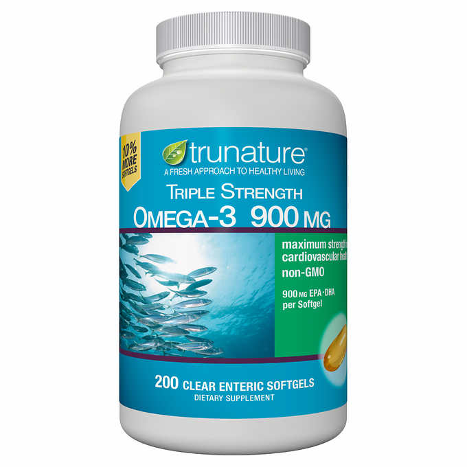 Trunature-TRIPLE Strength OMEGA-3 =900mg (เข้มข้น3เท่า) ขวด200 เม็ด บำรุงหัวใจ ควบคุมไขมันในเลือด