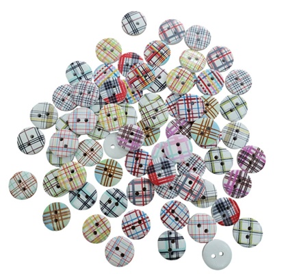 กระดุมไม้แฟนซีพิมพ์ลาย ขนาด 15 มิล