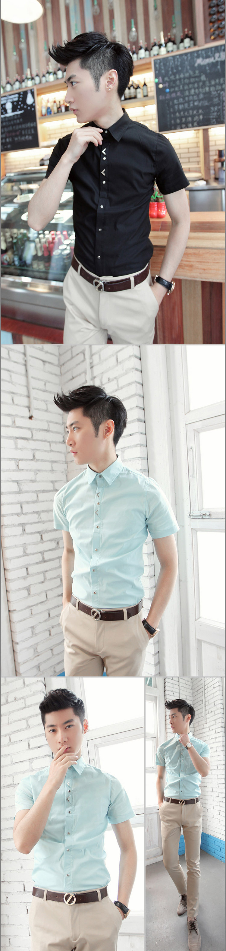 เสื้อผ้าผู้ชาย | เสื้อเชิ้ตผู้ชาย เสื้อเชิ้ตแฟชั่นชาย แขนสั้น แฟชั่นเกาหลี