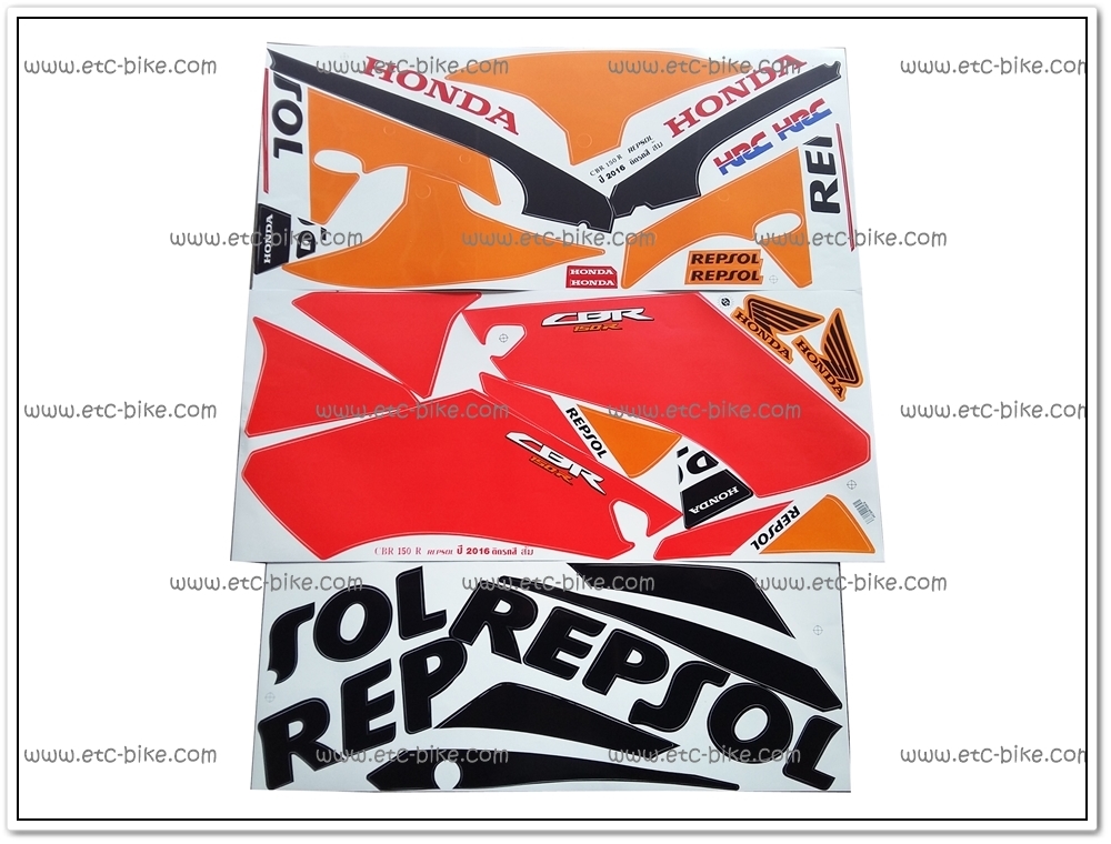 สติ๊กเกอร์ CBR150R REPSOL ปี 2016 ติดรถสีส้ม