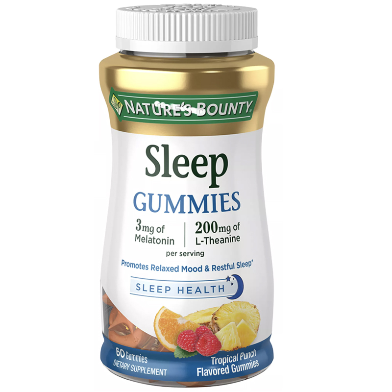 พร้อมส่ง ช่วยให้นอนหลับแบบเคี้ยว Nature bounty Gummies 3 mg 200mg L-Theanine Per Serving