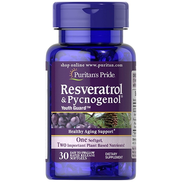 พร้อมส่ง สารสกัดจากเปลือกสนฝรั่งเศส Puritan's Pride Puritan Resveratrol 100 mg & Pycnogenol 30 mg