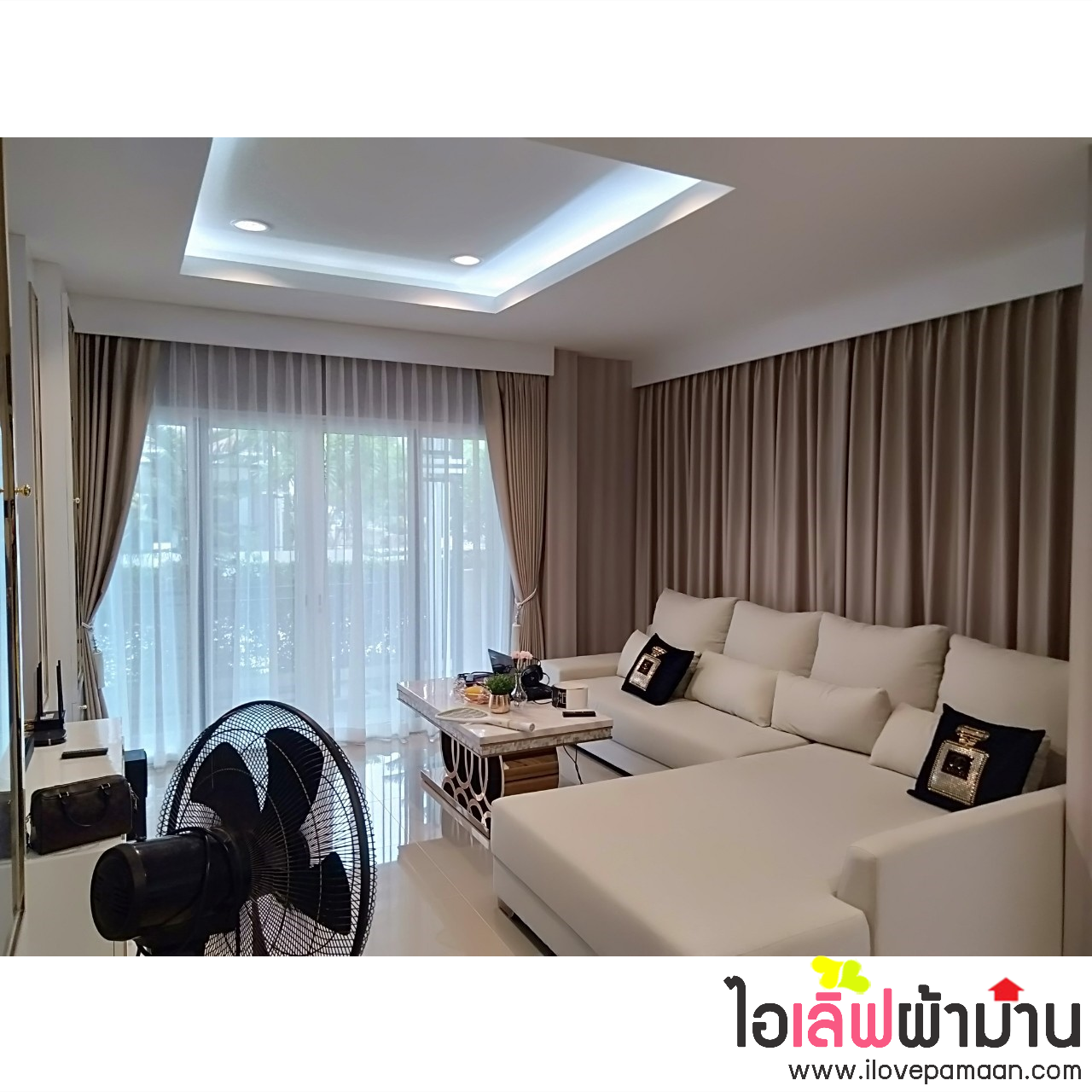 [H437] ซื่อตรง Cozy บางบัวทอง-340 ม่านจีบ ผ้าโปร่ง มู่ลี่ไม้ วอลเปเปอร์