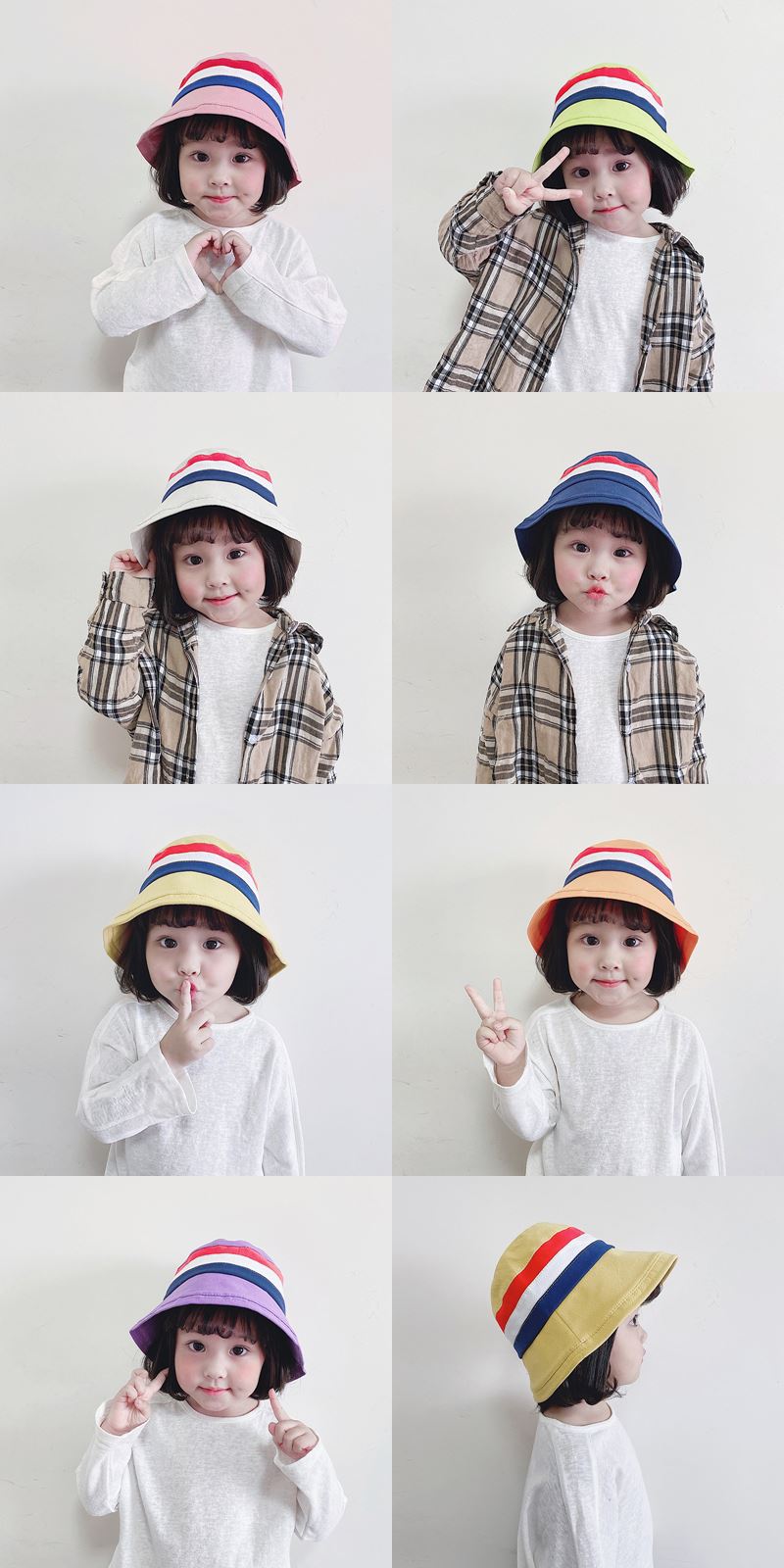 yu1650 หมวกเด็ก 5 ใบต่อแพ็ค **คละสี**