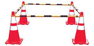 ท่อกั้นกรวยแบบยืดหดได้ / Baricade ขนาด 1" ยาว 2 เมตร มี 2 สีให้เลือก สีเหลือง-ดำ สีขาว-แดง