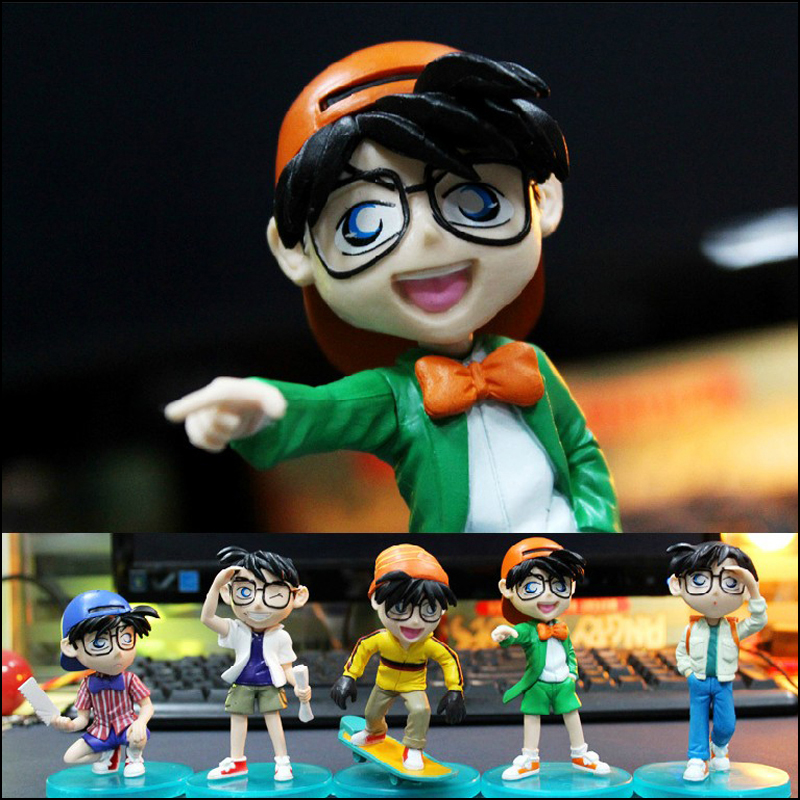 โมเดลโคนัน ฐานเขียว 5 ตัว ชุดนักเรียน ชุด3