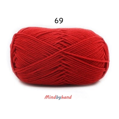 Milk Cotton เส้น4ply สีพื้น 69 Chinese Red
