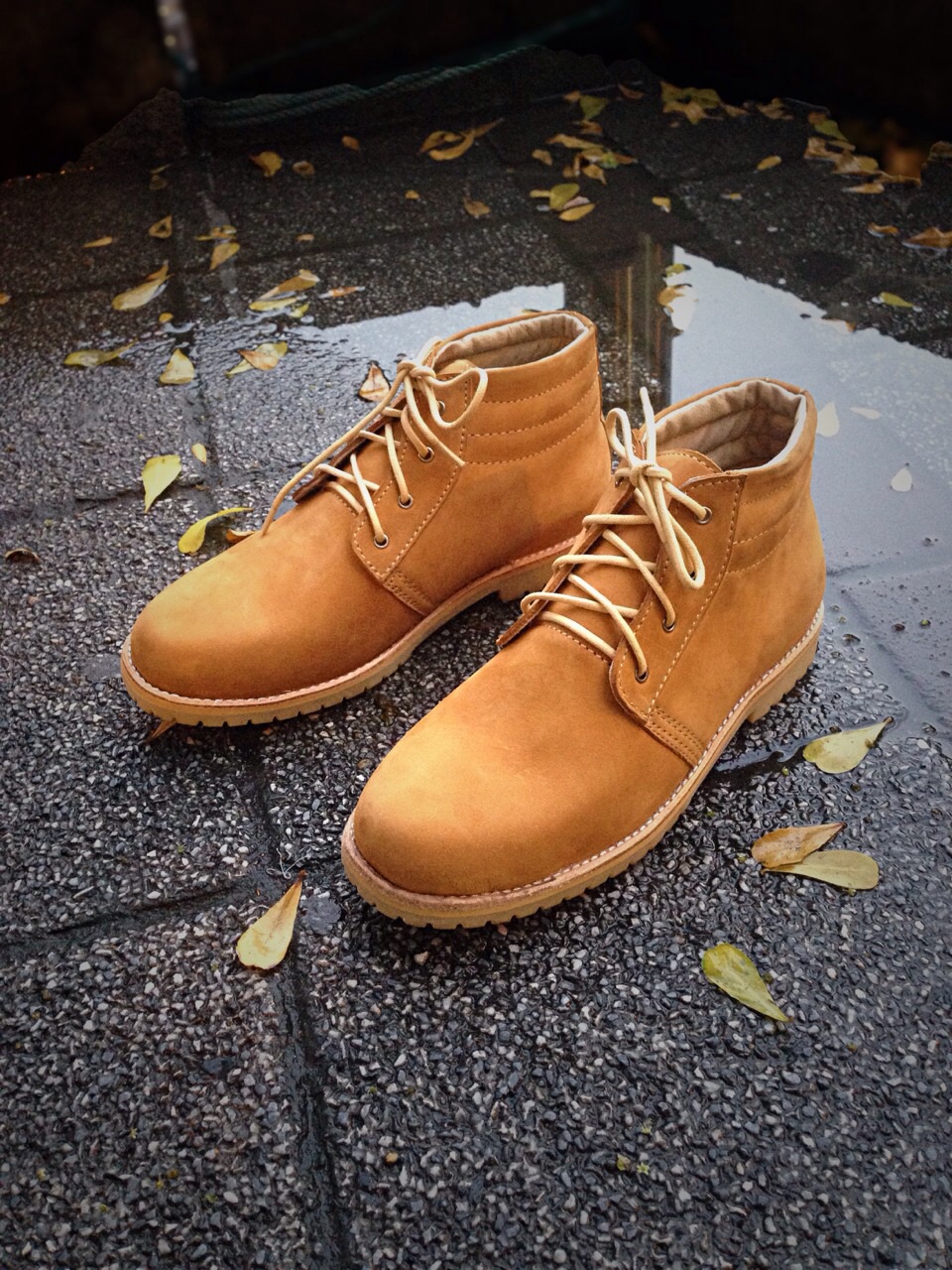 รองเท้าผู้ชาย | รองเท้าแฟชั่นชาย Tan Ankle Boot หนังนูบัคแท้ กันน้ำ