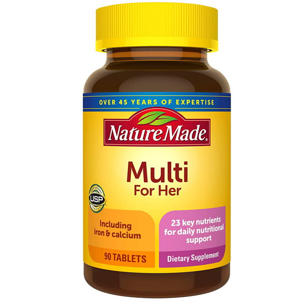 พร้อมส่ง วิตามินรวมผู้หญิง Nature Made Multi for Her With Iron & Calcium 90 เม็ด