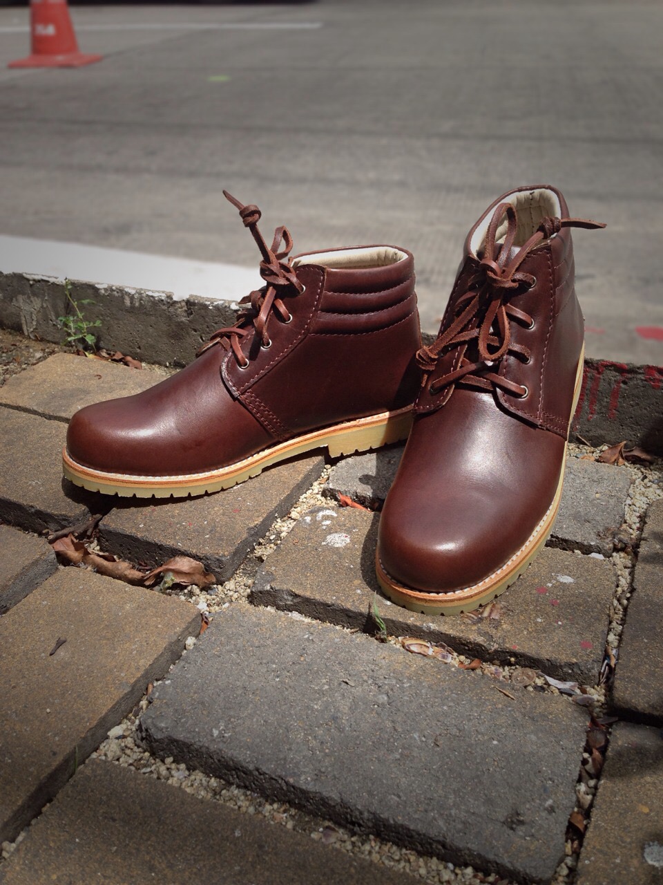 รองเท้าผู้ชาย | รองเท้าแฟชั่นชาย Brown Ankle Boots หนัง Oiled Pull Up
