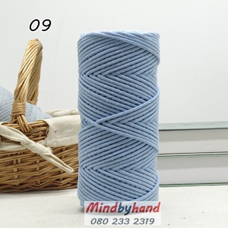 เชือกคอตตอลเส้นกลม สี 09 Water Blue