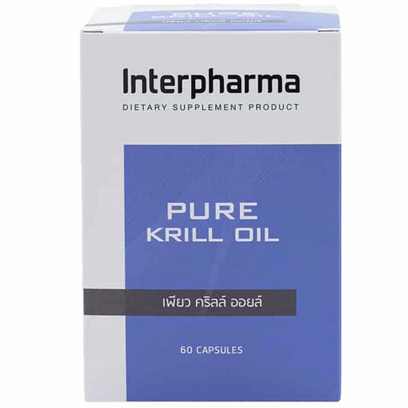 พร้อมส่งฟรี เสริม Omega 3 เพียวคริลล์ออยด์ Interpharma Pure Krill Oil 60s 60 เม็ด