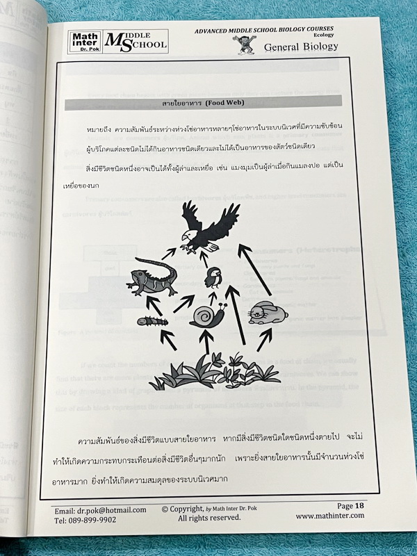 ►สอบ สอวน. ,สอบแข่งขันขึ้น ม.4◄ หนังสือเรียน Dr.POK ชีววิทยาสอบ สอวน. สอบแข่งขันขึ้น ม.4 สอบ SAT2 เรื่องนิเวศวิทยา มีสรุปเนื้อหา และโจทย์ระดับยาก Advanced ทั้งเนื้อหาและโจทย์ในหนังสือมีทั้งภาษาไทย + ภาษาอังกฤษ เหมาะสำหรับเด็กที่มีพื้นฐานสูง เนื้อหาตีพิมพ์