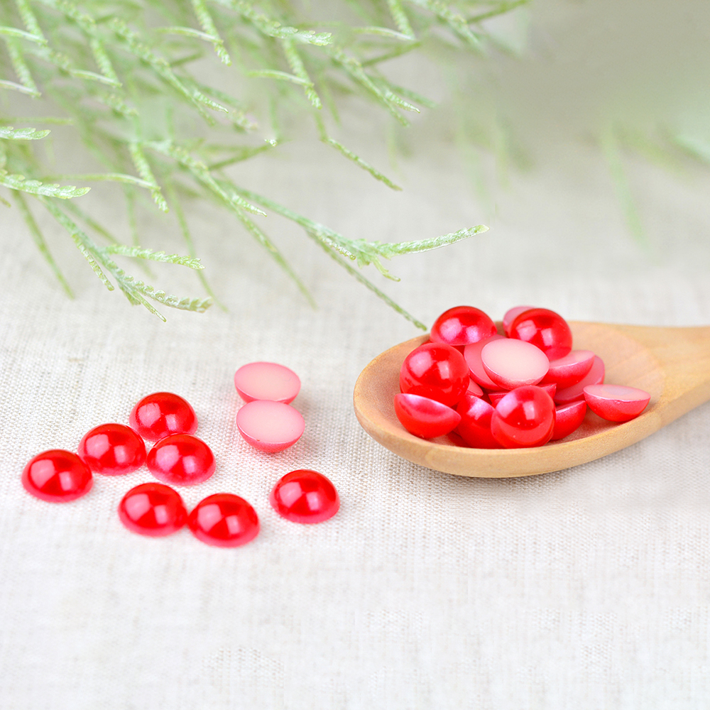 มุกครึ่งซีกแดง จมูกตุ๊กตา ขนาด 4-10 มิล งานถักตุ๊กตาโครเชต์ นิตติ้ง ผ้าสักหลาด DIY Crafts ᵔᴥᵔ [พร้อมส่ง ♡ ]