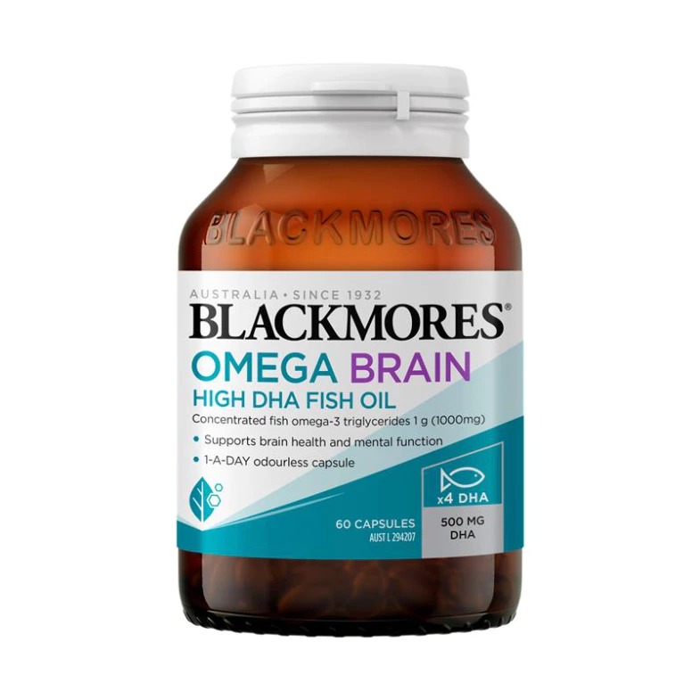 พร้อมส่ง Blackmores Omega brain 60 capsules น้ำมันปลาเข้มข้นคุณภาพสูง 4 เท่า บำรุงสมอง ดวงตา หัวใจ หลอดเลือด