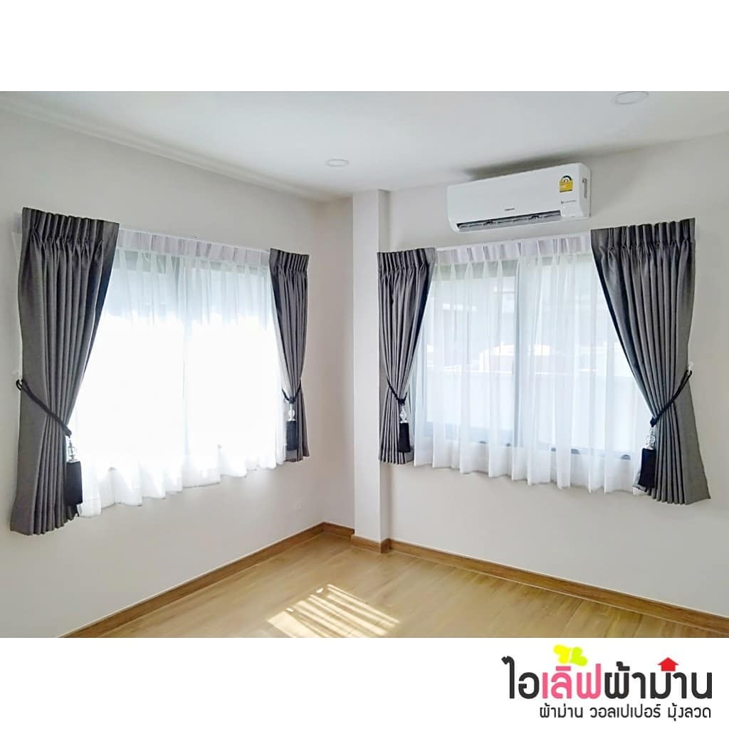 [H467] Centro ราชพฤกษ์-แจ้งวัฒนะ ม่านจีบ ผ้ากันแดด+ผ้าโปร่ง ม่านพับ มู่ลี่ไม้ ตกแต่งเสร็จ