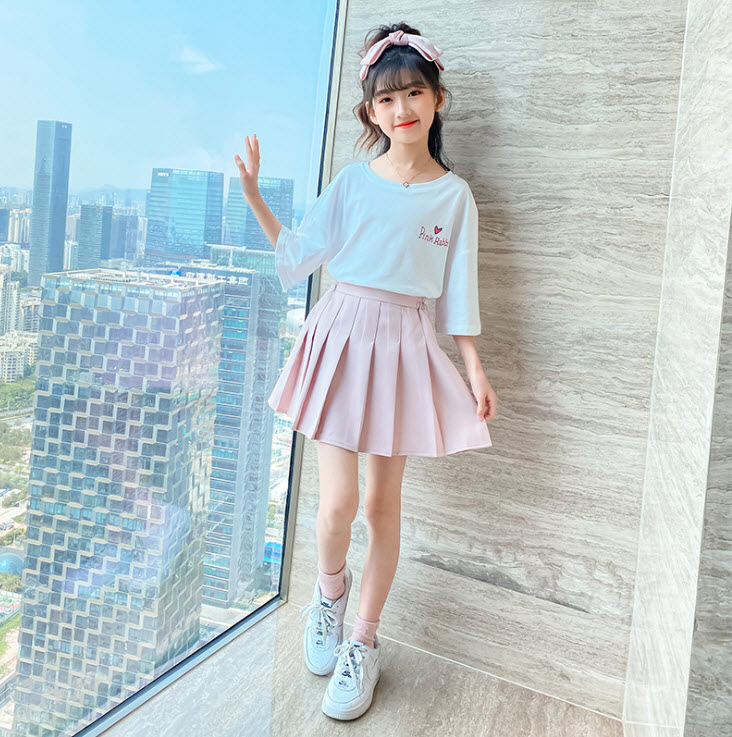 dr5487 เสื้อ+กระโปรง เด็กโต 3 ตัวต่อแพ็ค 110-160 (เลือกไซส์ได้ให้ครบแพ็ค)