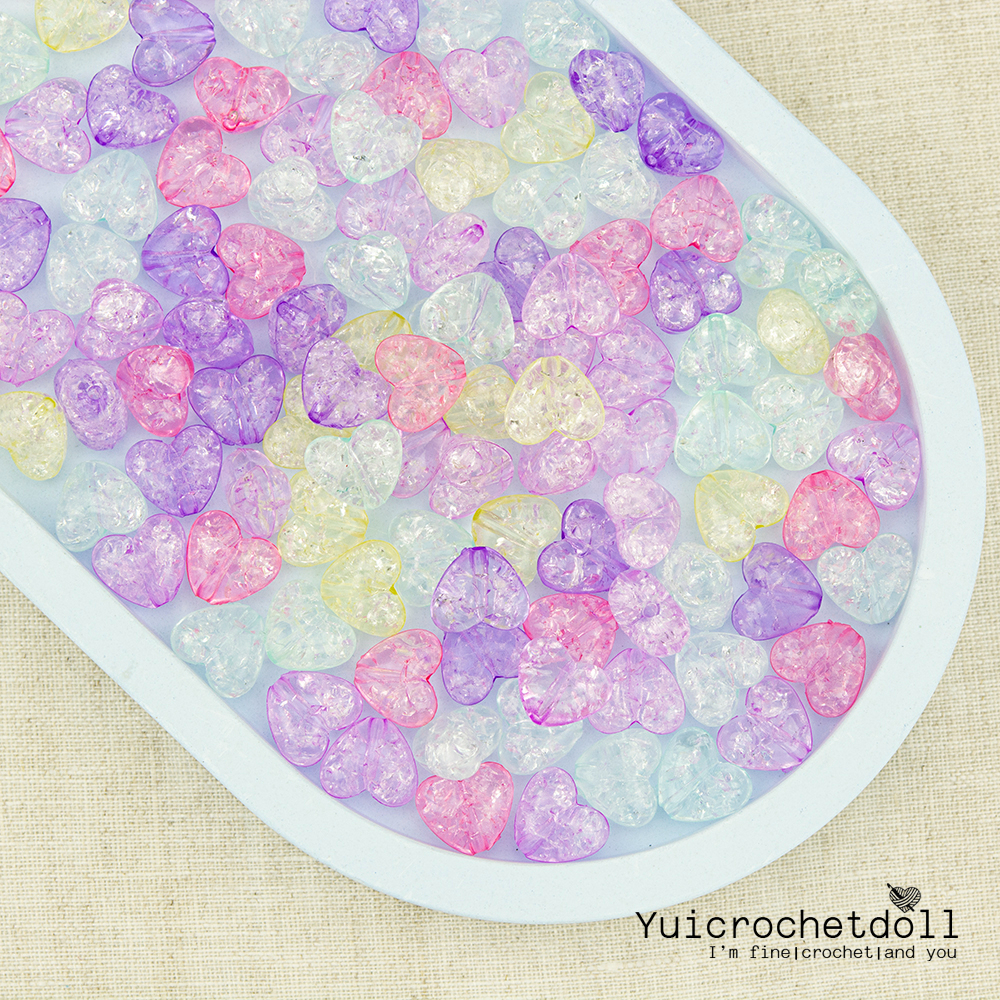 ลูกปัดเกล็ดน้ำแข็ง รูปหัวใจ รูปดาว โทนสีอ่อน ลูกปัดตกแต่งงานฝีมือ DIY Craft╭♥